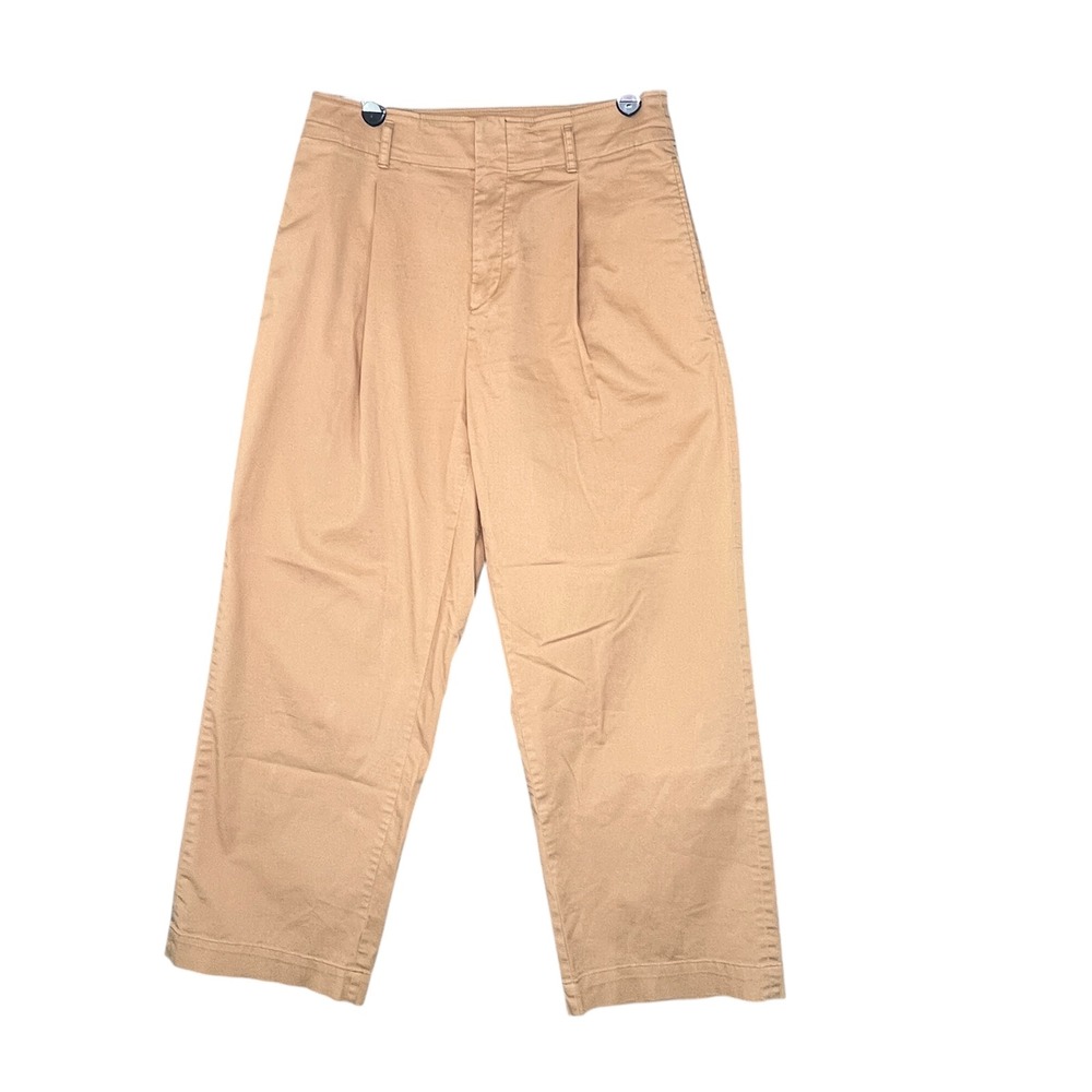 Uniqlo Womens Pleated High Rise Wide Leg‎ Chino Pants Tan Brown Size 8